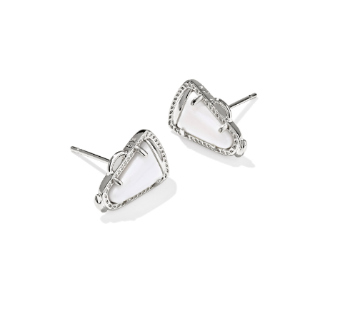 Kendra Scott Cheer Stud Earrings in Silver White Mother Of Pearl