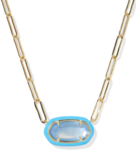 Kendra Scott Elisa Enamel Frame Paperclip Necklace in Gold Periwinkle Illusion