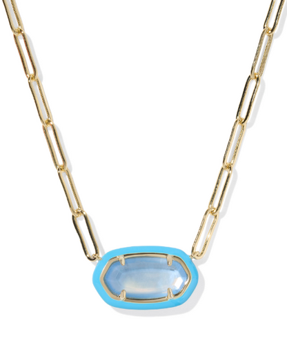Kendra Scott Elisa Enamel Frame Paperclip Necklace in Gold Periwinkle Illusion