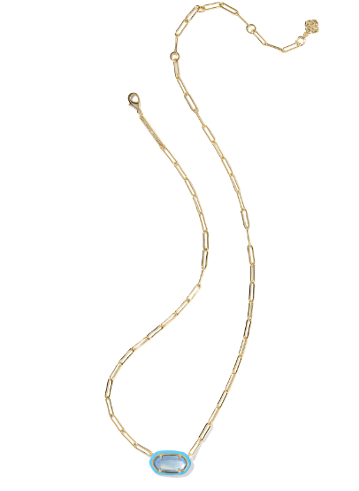 Kendra Scott Elisa Enamel Frame Paperclip Necklace in Gold Periwinkle Illusion