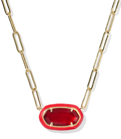 Kendra Scott Elisa Enamel Frame Paperclip Necklace in Gold Red Illusion