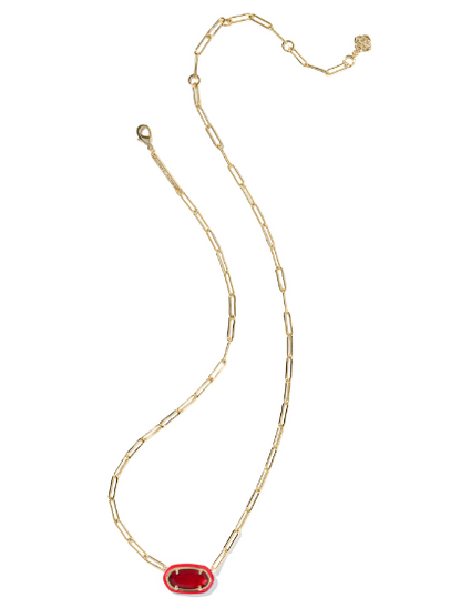 Kendra Scott Elisa Enamel Frame Paperclip Necklace in Gold Red Illusion
