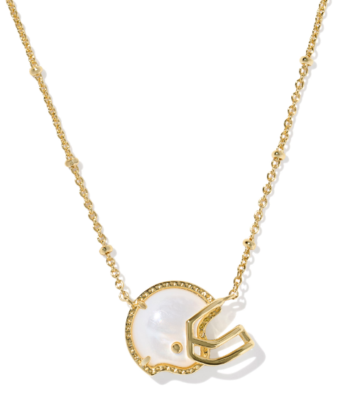 9608887887 Kendra Scott Gold Mother of Pearl Football Helmet Necklace