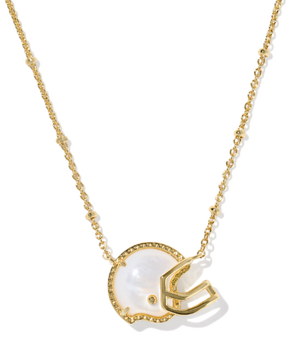 9608887887 Kendra Scott Gold Mother of Pearl Football Helmet Necklace