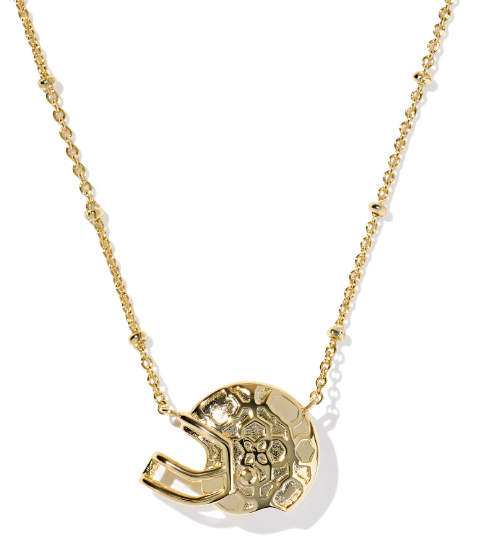 9608887887 Kendra Scott Gold Mother of Pearl Football Helmet Necklace