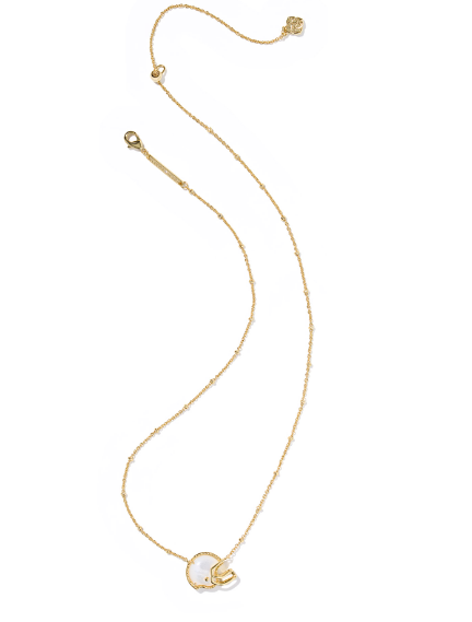 9608887887 Kendra Scott Gold Mother of Pearl Football Helmet Necklace