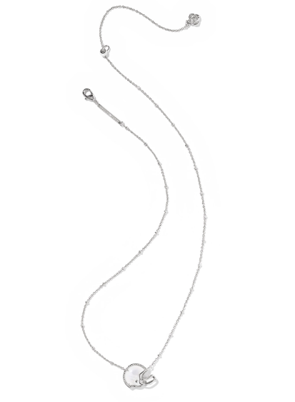 Kendra Scott Football Helmet Short Pendant Necklace in Silver Ivory Mother Of Pearl