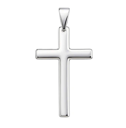 Sterling Silver Plain Cross Pendant - 1.35"
