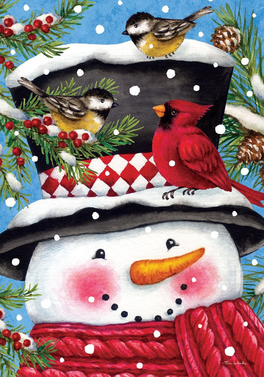 Snowman & Birds Garden Flag