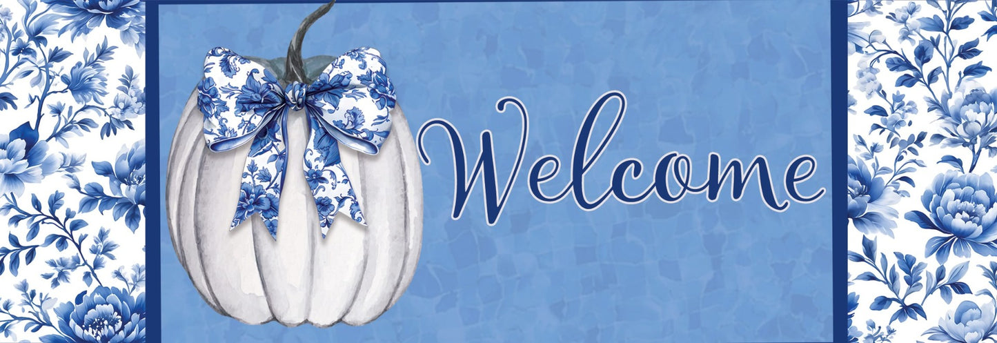 Blue & White Pumpkin Signature Sign
