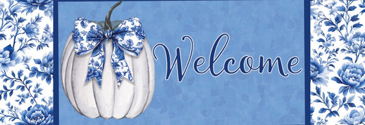 Blue & White Pumpkin Signature Sign