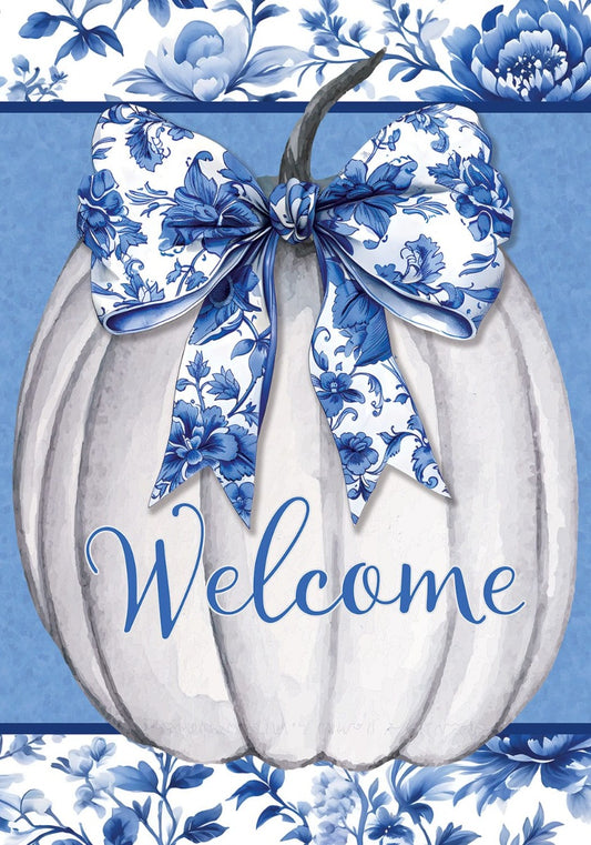 Blue & White Pumpkin House Flag