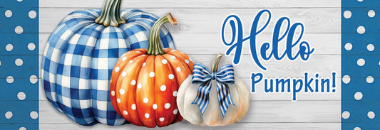 Gingham Pumpkin Stack Signature Sign