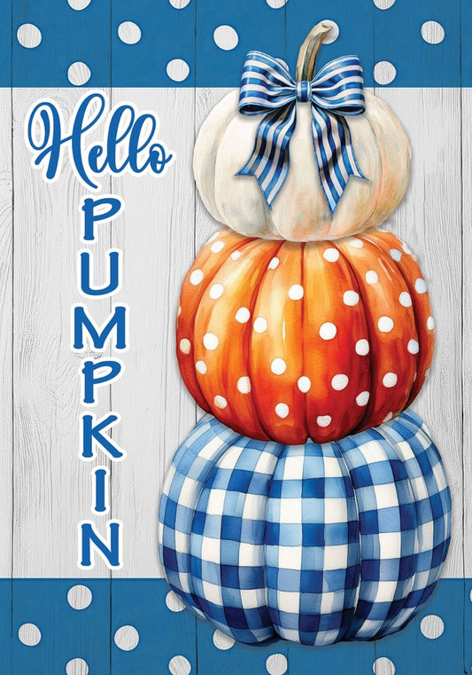 Gingham Pumpkin Stack House Flag