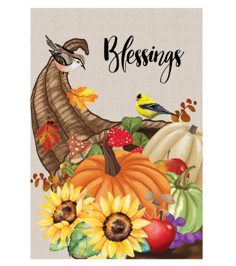 Grateful Cornucopia Suede Garden Flag