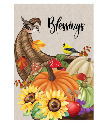 Grateful Cornucopia Suede Garden Flag