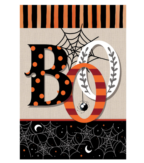 Polka Dots & Stripes Boo Suede Garden Flag