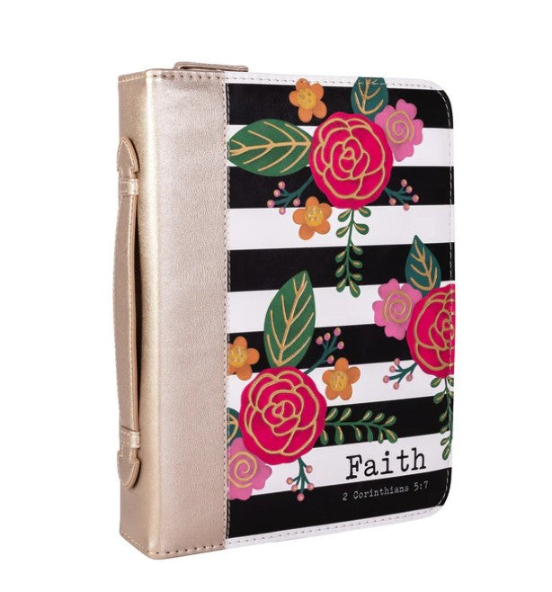 Devine Details: Bible Cover in Black & White Floral - Large