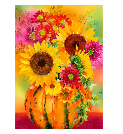 Pumpkin Floral Watercolor Burlap Garden Flag