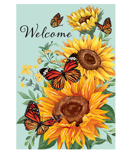 Butterfly Glow Burlap Garden Flag
