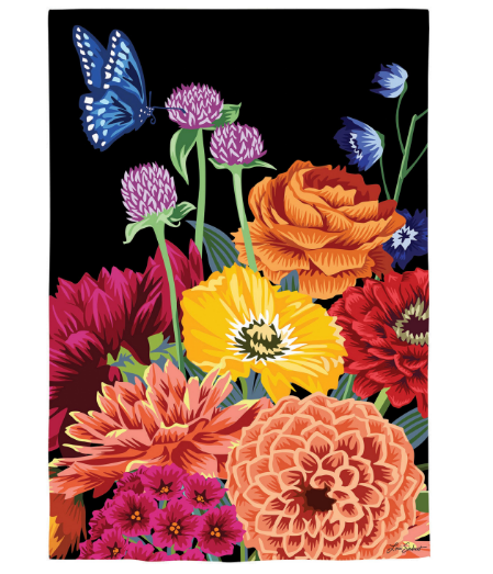 Dark French Tapestry Suede Garden Flag