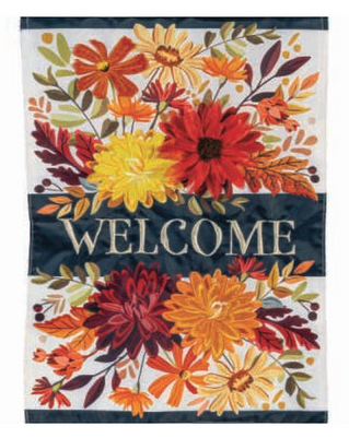 Fall Floral Applique House Flag
