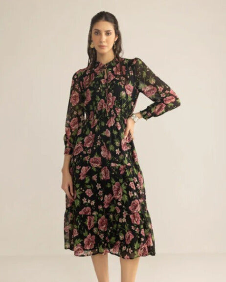 Myra Bag Fleur De Dusk Dress in Black & Vine Pink