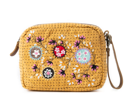 Myra Bag Daisy Pop Woven Pouch in Marigold Yellow