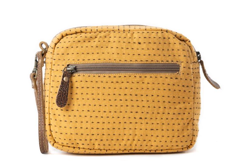 Myra Bag Daisy Pop Woven Pouch in Marigold Yellow