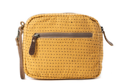Myra Bag Daisy Pop Woven Pouch in Marigold Yellow