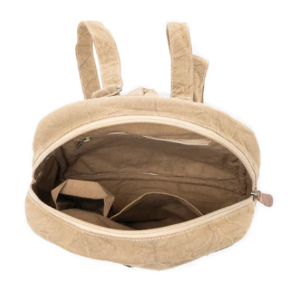 Myra Bag Boho Cosmic Upcycled Canvas Backpack in Vintage Taupe