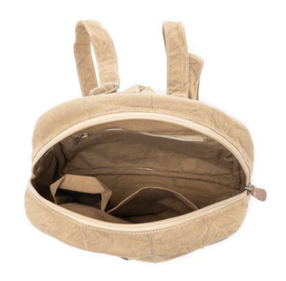 Myra Bag Boho Cosmic Upcycled Canvas Backpack in Vintage Taupe