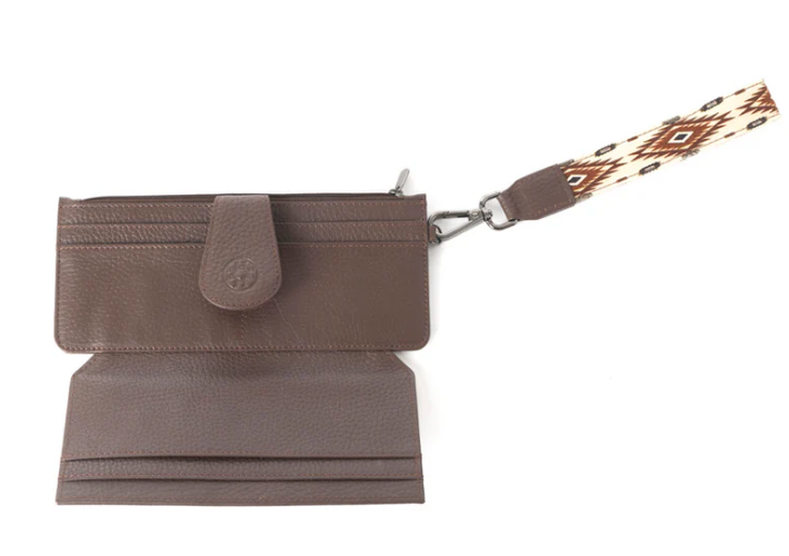 Myra Bag Solstice Weave Woven Wallet in Terracotta White