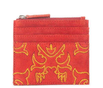 Myra Bag Cactus Sky Western Embroidered Credit Card Holder in Red