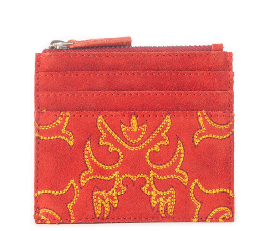 Myra Bag Cactus Sky Western Embroidered Credit Card Holder in Red
