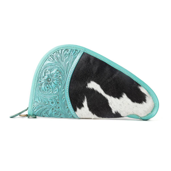 S-10874 Myra Lone Prairie Tooled Hairon Gun Case in Desert Teal
