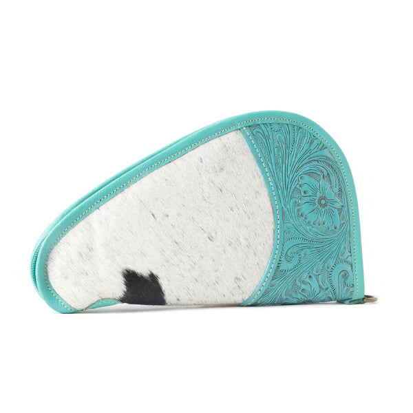 S-10874 Myra Lone Prairie Tooled Hairon Gun Case in Desert Teal