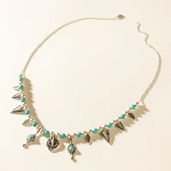 S-13191 Myra Feather Song Necklace in Nomad Blue