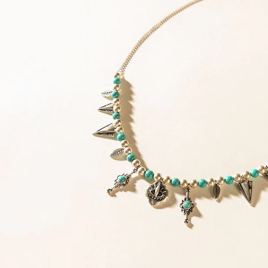 S-13191 Myra Feather Song Necklace in Nomad Blue