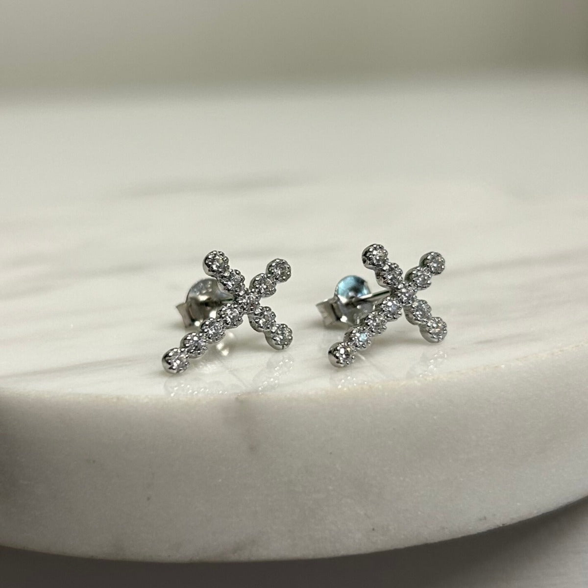Sterling Silver Cubic Zirconia Bubble Stud Earrings