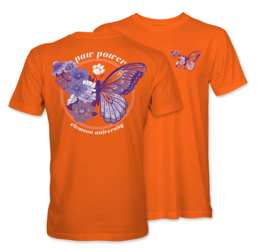 Youth Clemson University Butterfly Short Sleeve T-Shirt