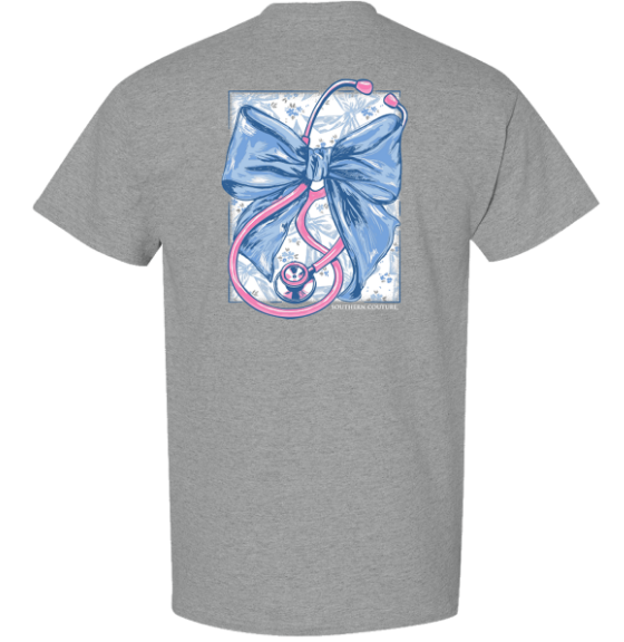 Southern Couture Stethoscope with Bow Short Sleeve T-Shirt