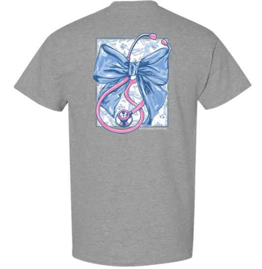 Southern Couture Stethoscope with Bow Short Sleeve T-Shirt