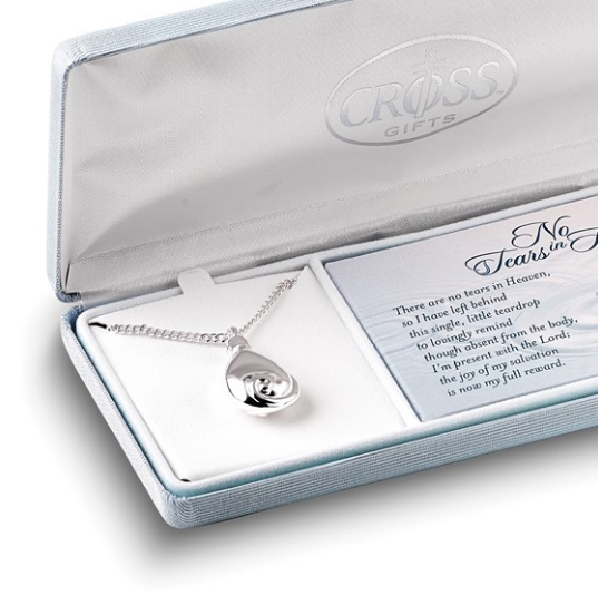 Silver Plated No Tears In Heaven Memorial Urn Ash Holder Necklace with Poem