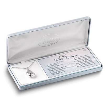 Silver Plated No Tears In Heaven Memorial Urn Ash Holder Necklace with Poem