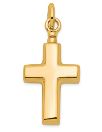 Sterling Silver Gold Tone Polished Cross Ash Holder Pendant