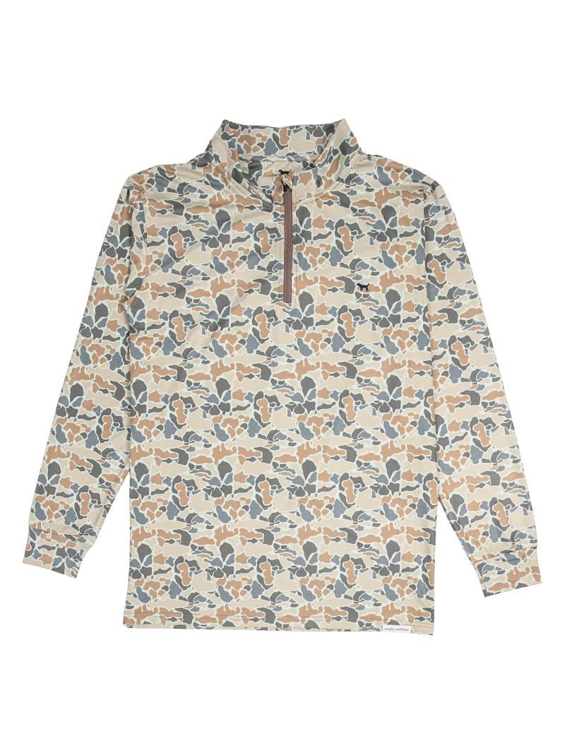 Simply Southern Men's Quarter Zip Pullover in Light Camo