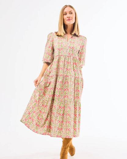 Mary Square Eleanor Dress - Gossemar Wings Coral