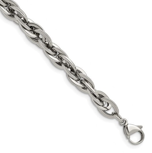 Stainless Steel Polished 8" Oval Links Bracelet