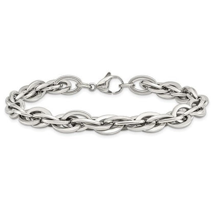 Stainless Steel Polished 8" Oval Links Bracelet